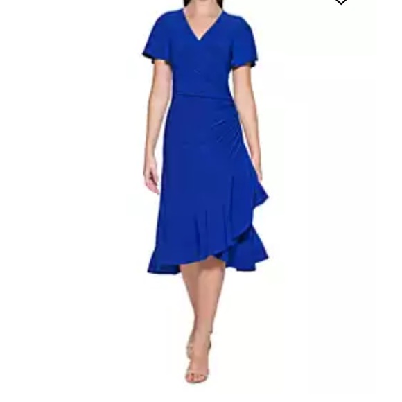 Kensie Dresses & Skirts - Kensie Women's Blue Faux Wrap Midi Dress size M NWT